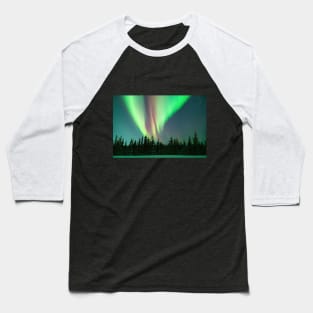 Electric Skies - Aurora Borealis Over a Black Spruce Forest in Alaska Baseball T-Shirt